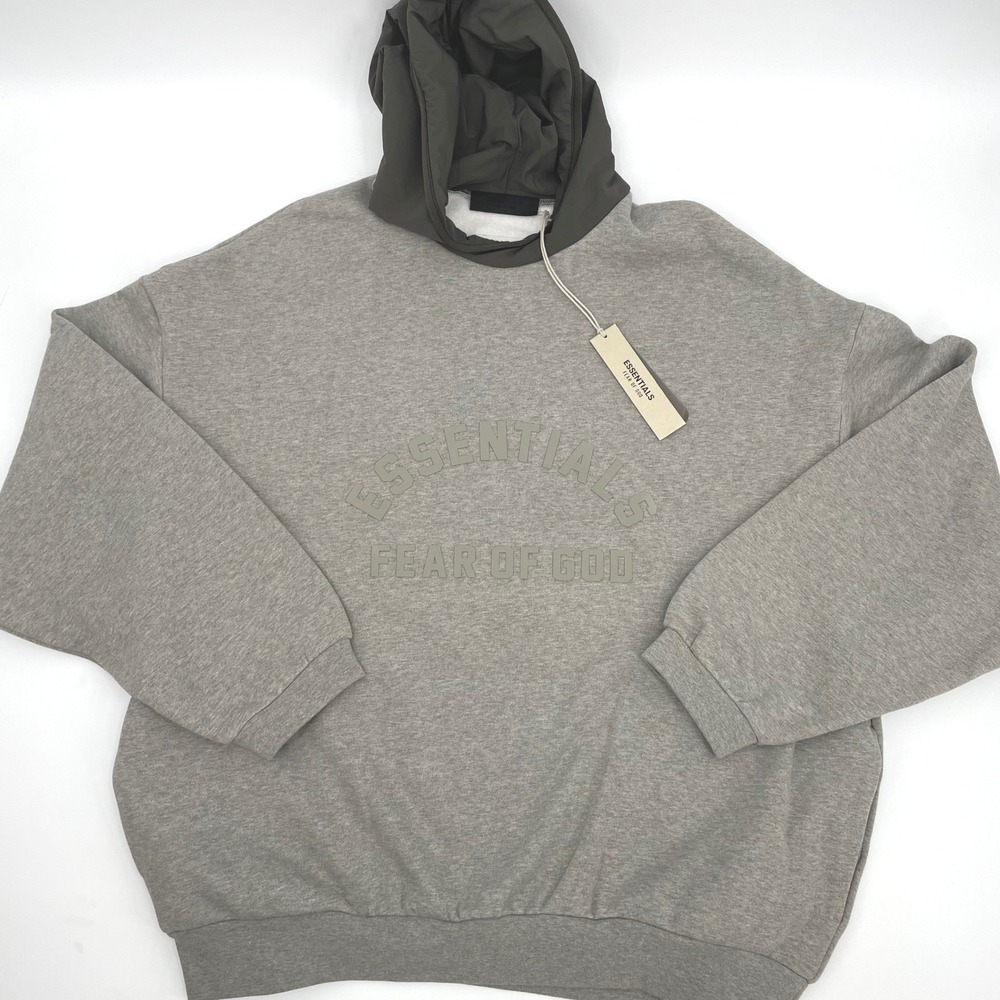 Fear of God Essentials Hoodie Mens XL Grey Contrast Hood Gorpcore Luxury NWT - Picture 9 of 16
